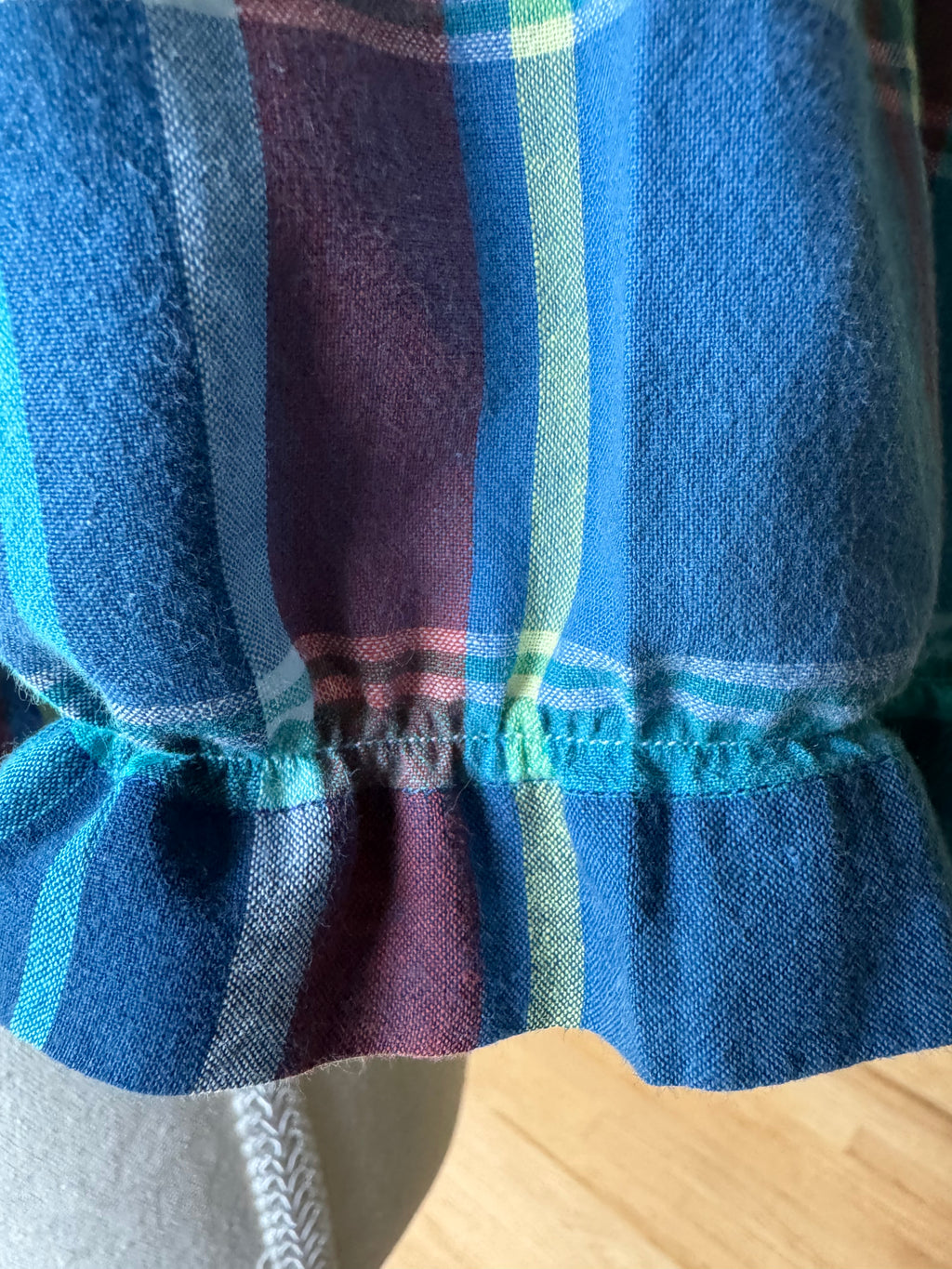 Ralph Lauren - Turquoise Plaid - Short Gathered Sleeve - Size XL