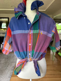Ralph Lauren - Multi Color Plaid - Short Gathered Sleeve - Size Large