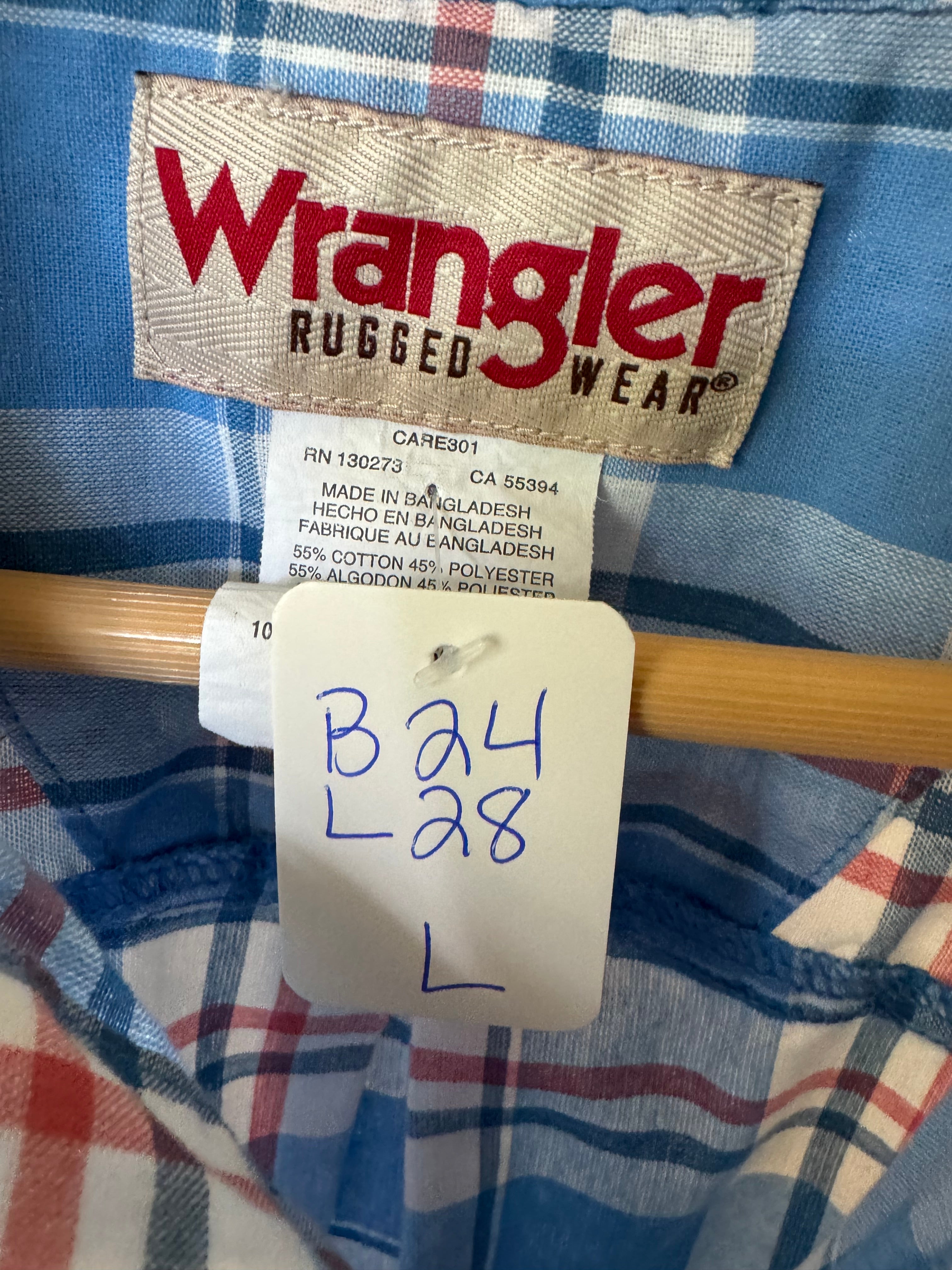 Red, White, Blue (denim too) - Wrangler - Short Sleeve Size Large