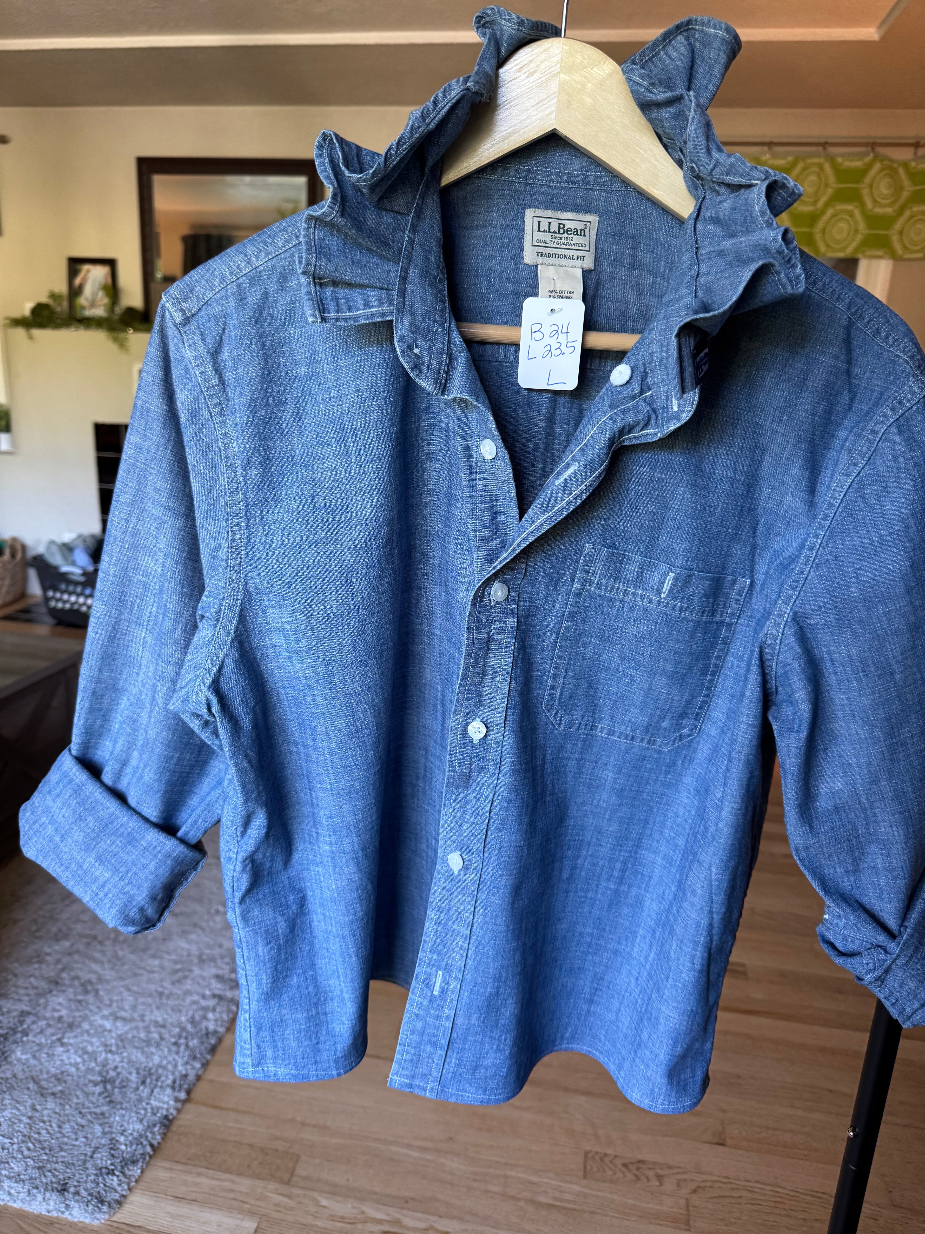 Red, White, Blue (denim too) - LL Bean - Long Sleeve Size Large