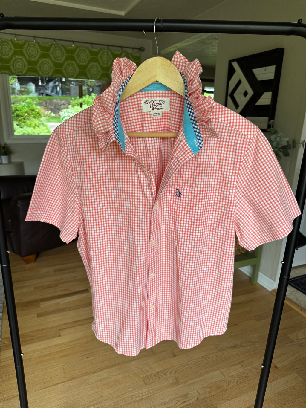 Summer 2026 Collection - Penguin - Coral Gingham - Short Sleeve - Small