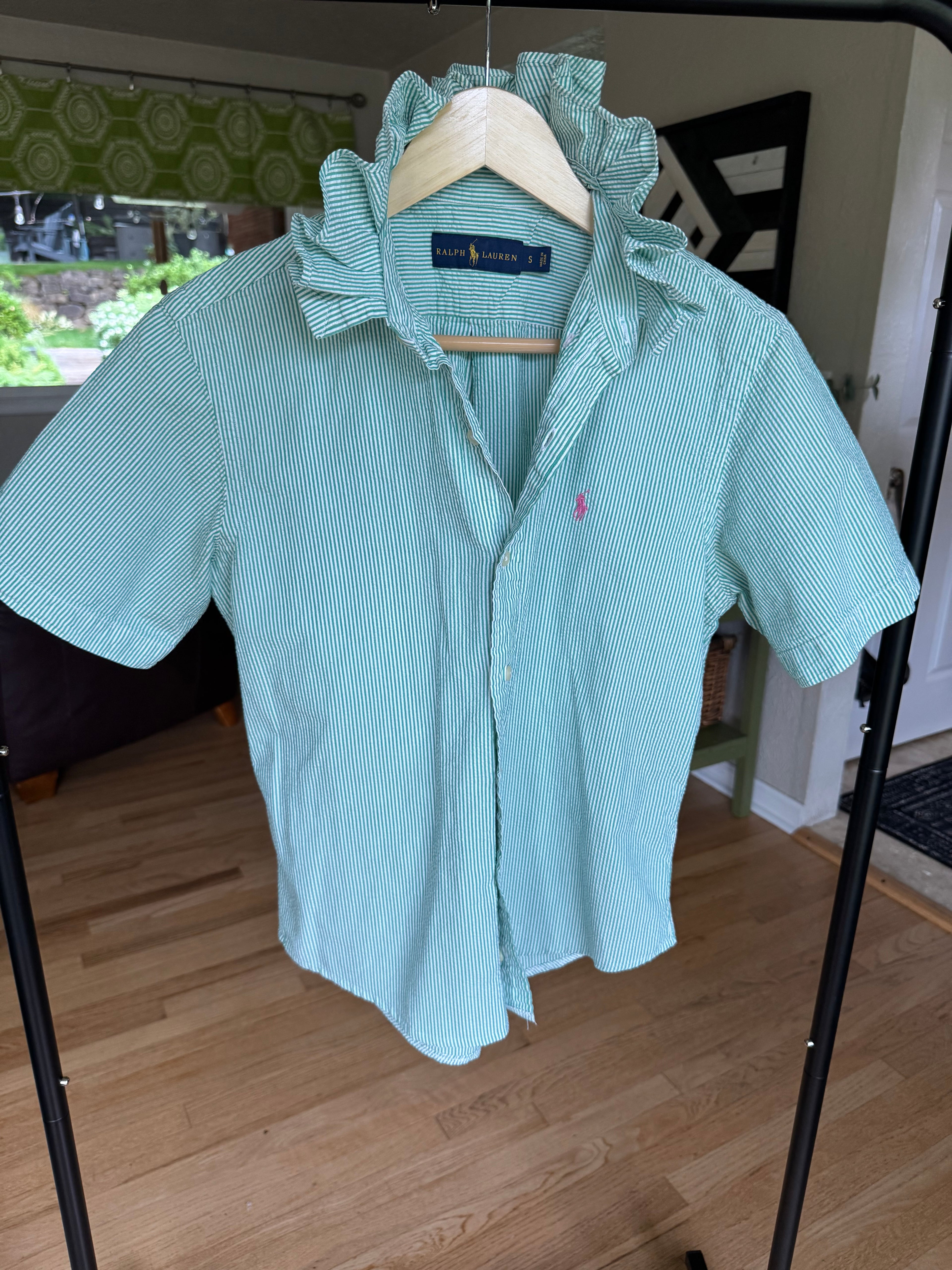 Summer 2026 Collection - Ralph Lauren - Green Stripes Seersucker - Short Sleeve - S/M