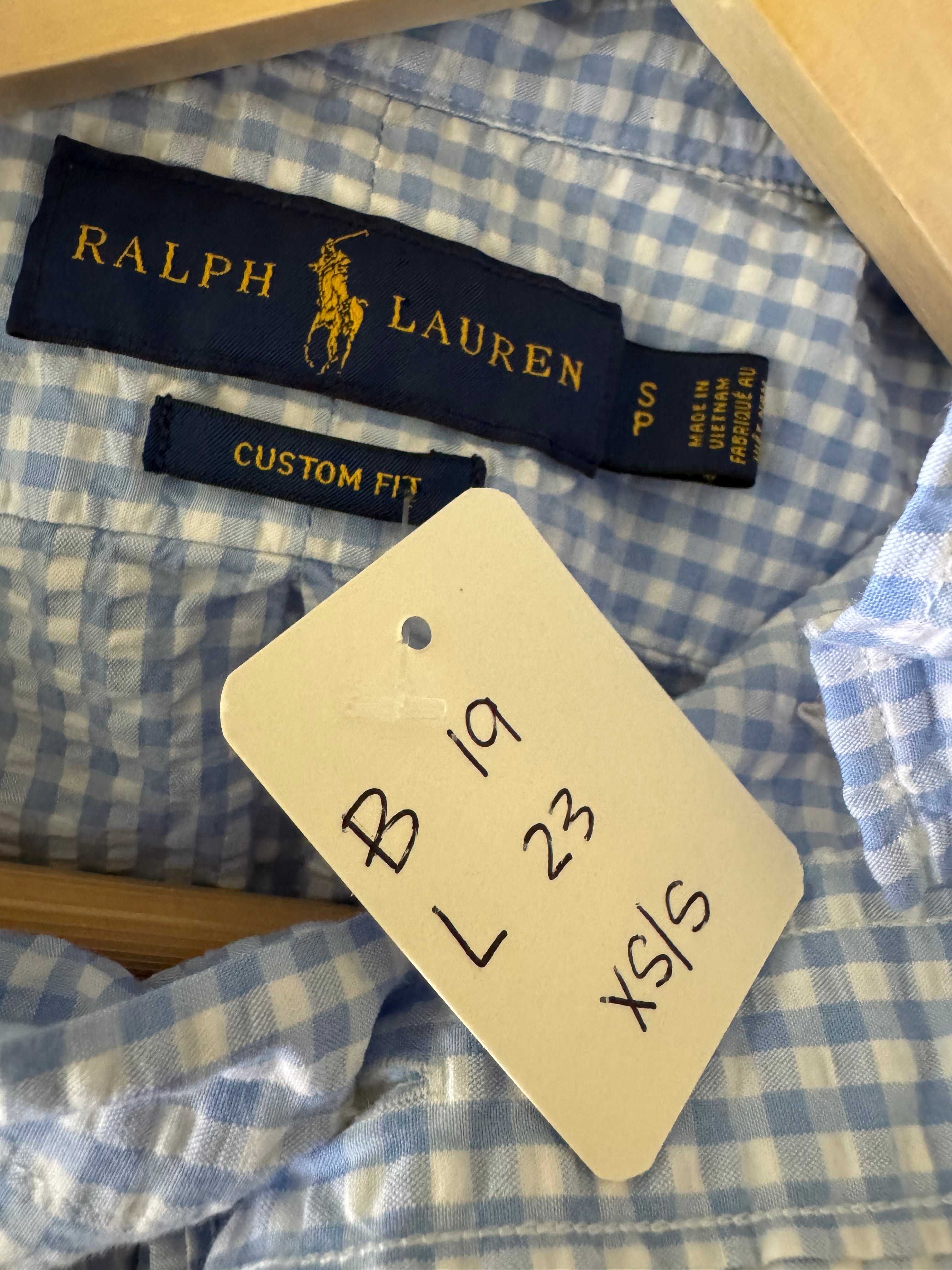Summer 2026 Collection - Ralph Lauren - lt blue gingham - short sleeve -XS/S