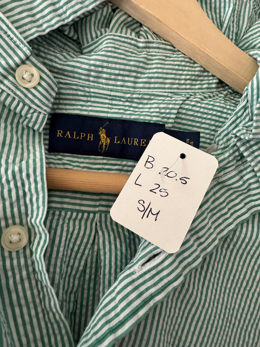 Summer 2026 Collection - Ralph Lauren - Green Stripes Seersucker - Short Sleeve - S/M