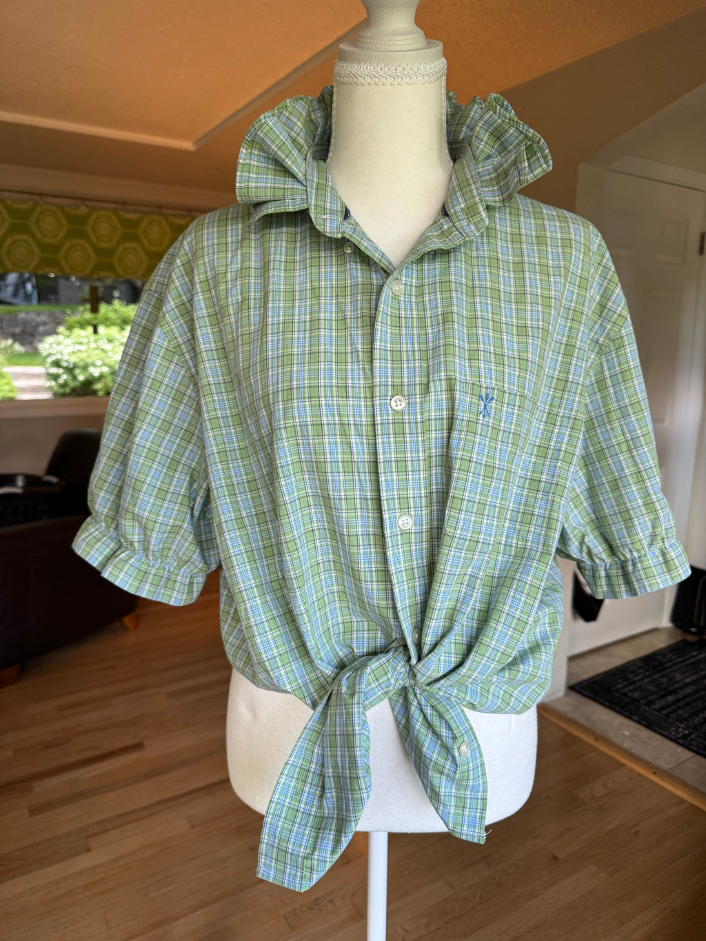 Green Plaid Short Sleeve  - Size Large