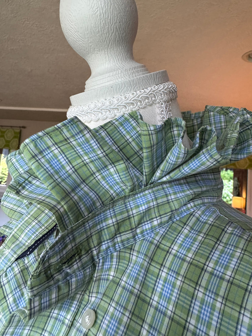 Green Plaid Short Sleeve  - Size Large