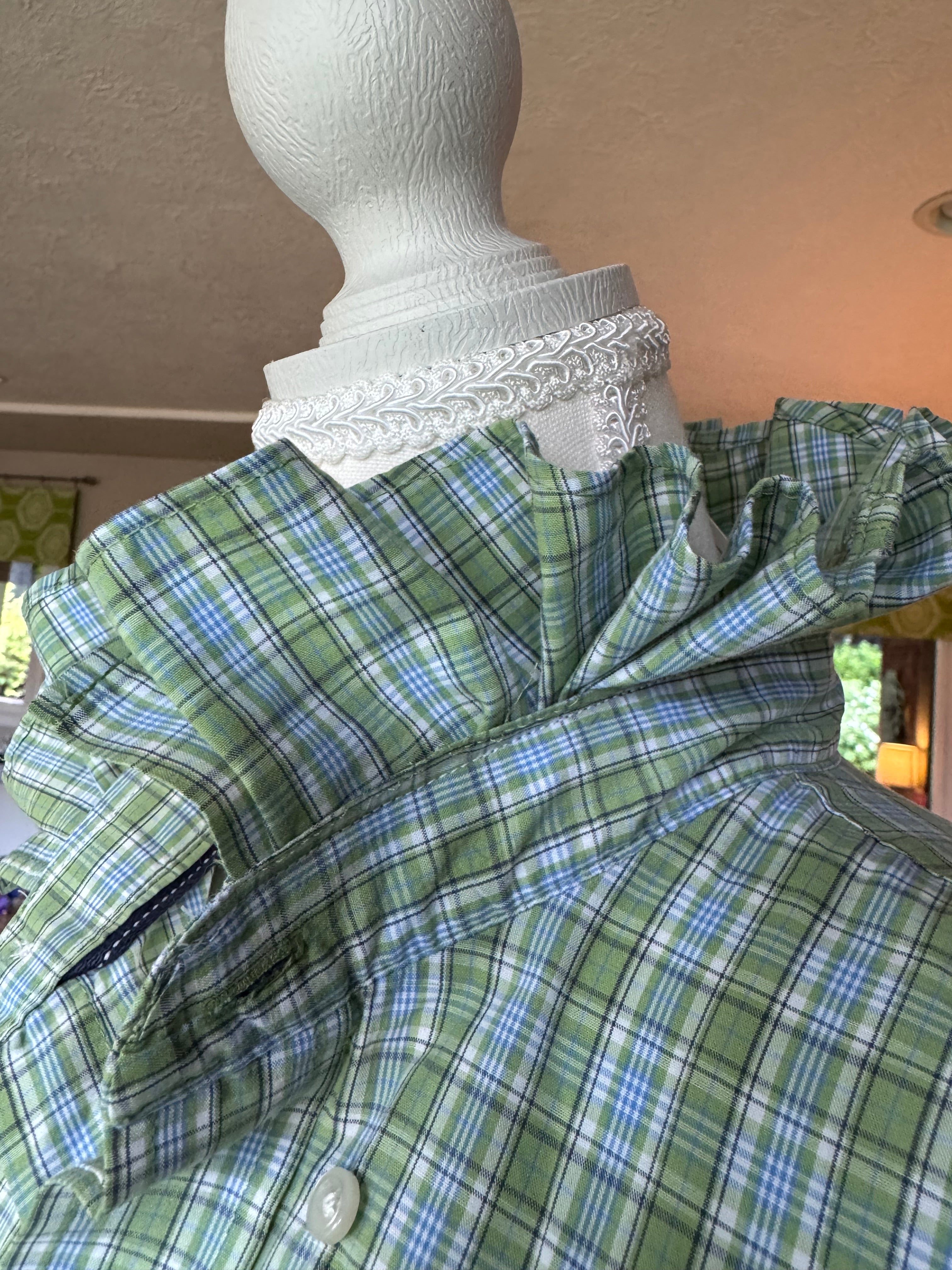 Green Plaid Short Sleeve  - Size Large