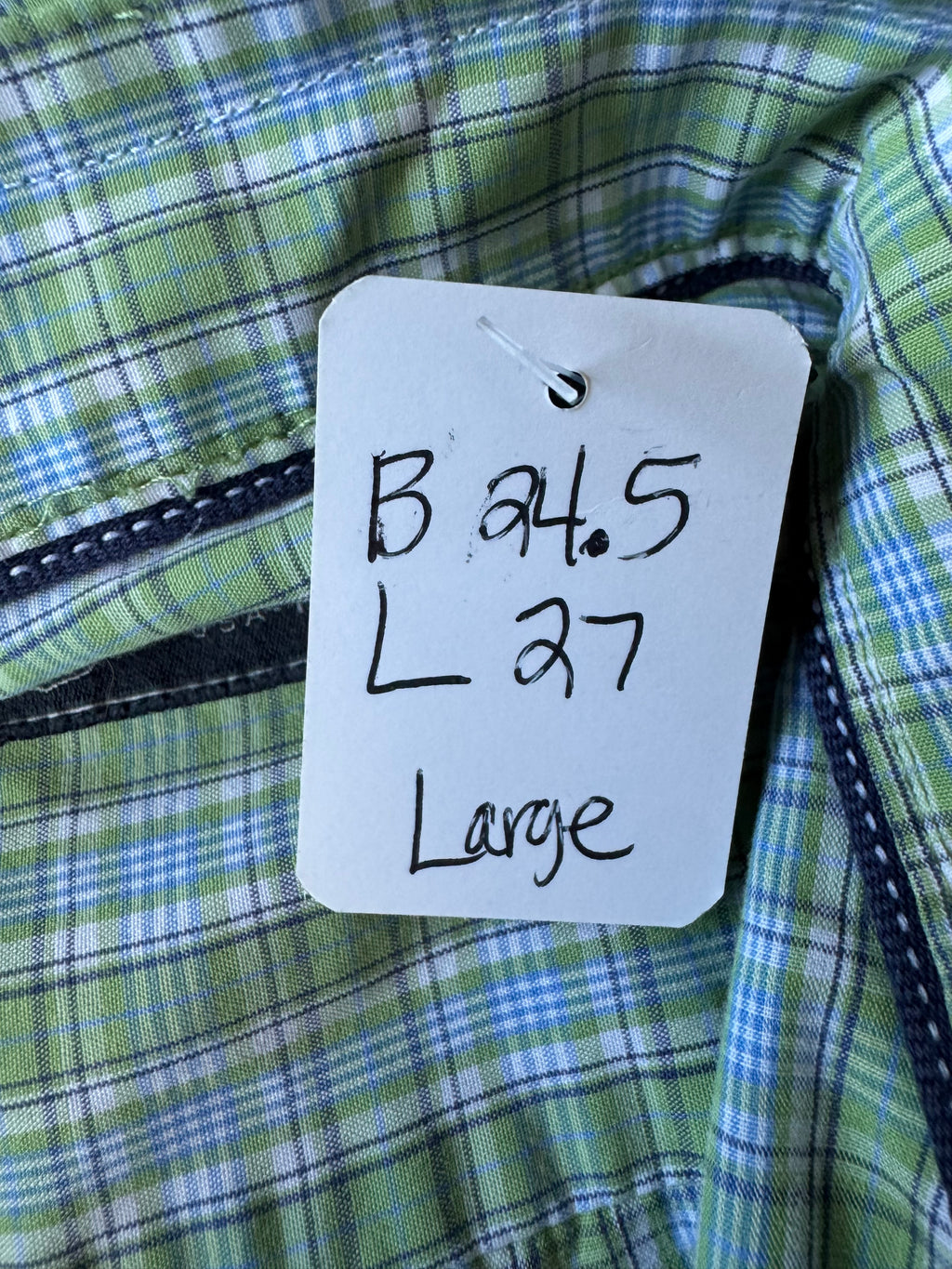 Green Plaid Short Sleeve  - Size Large