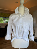 White - Brand New Gap Upcycled Men's shirt with Ruffle Collar