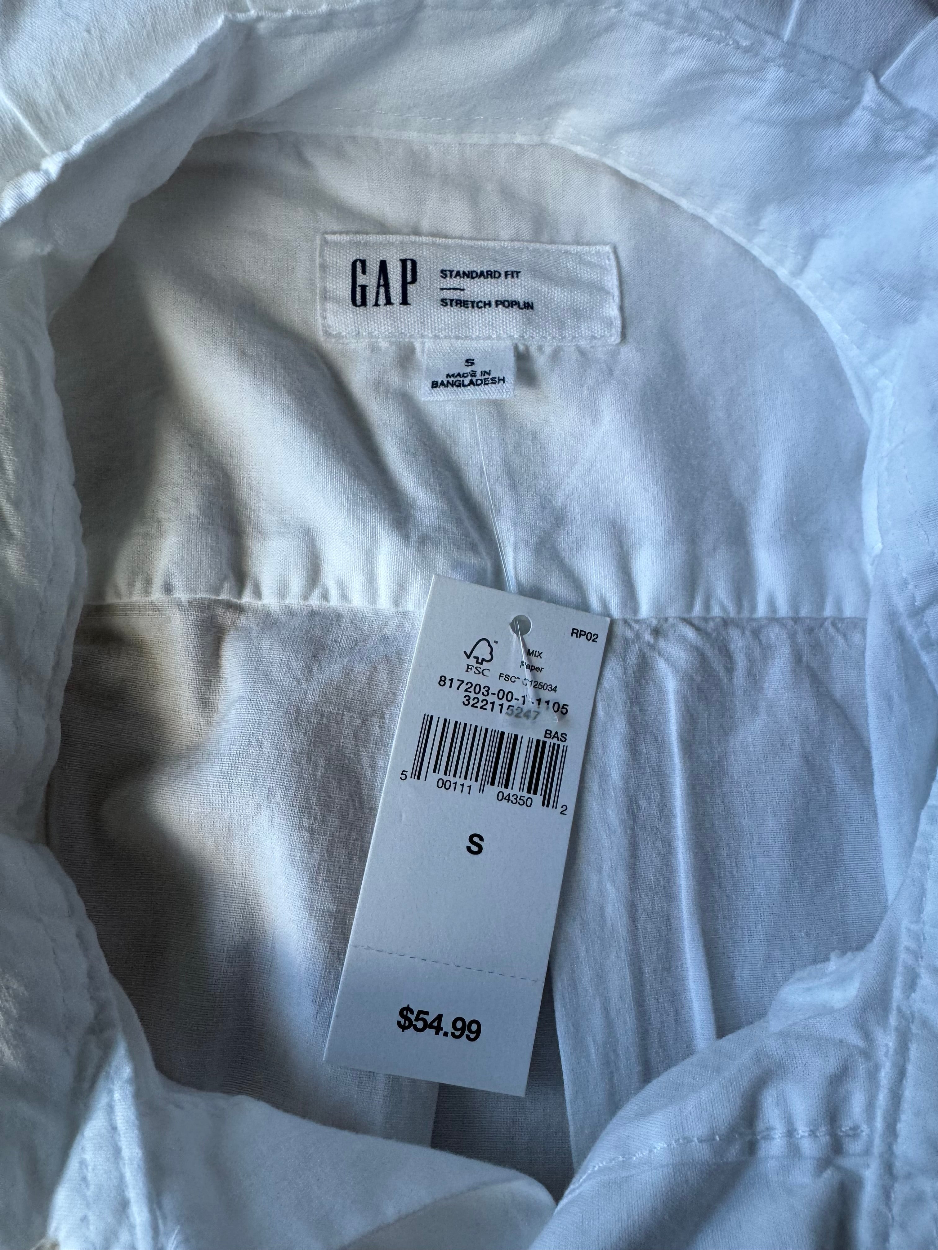 White - Brand New Gap Upcycled Men's shirt with Ruffle Collar