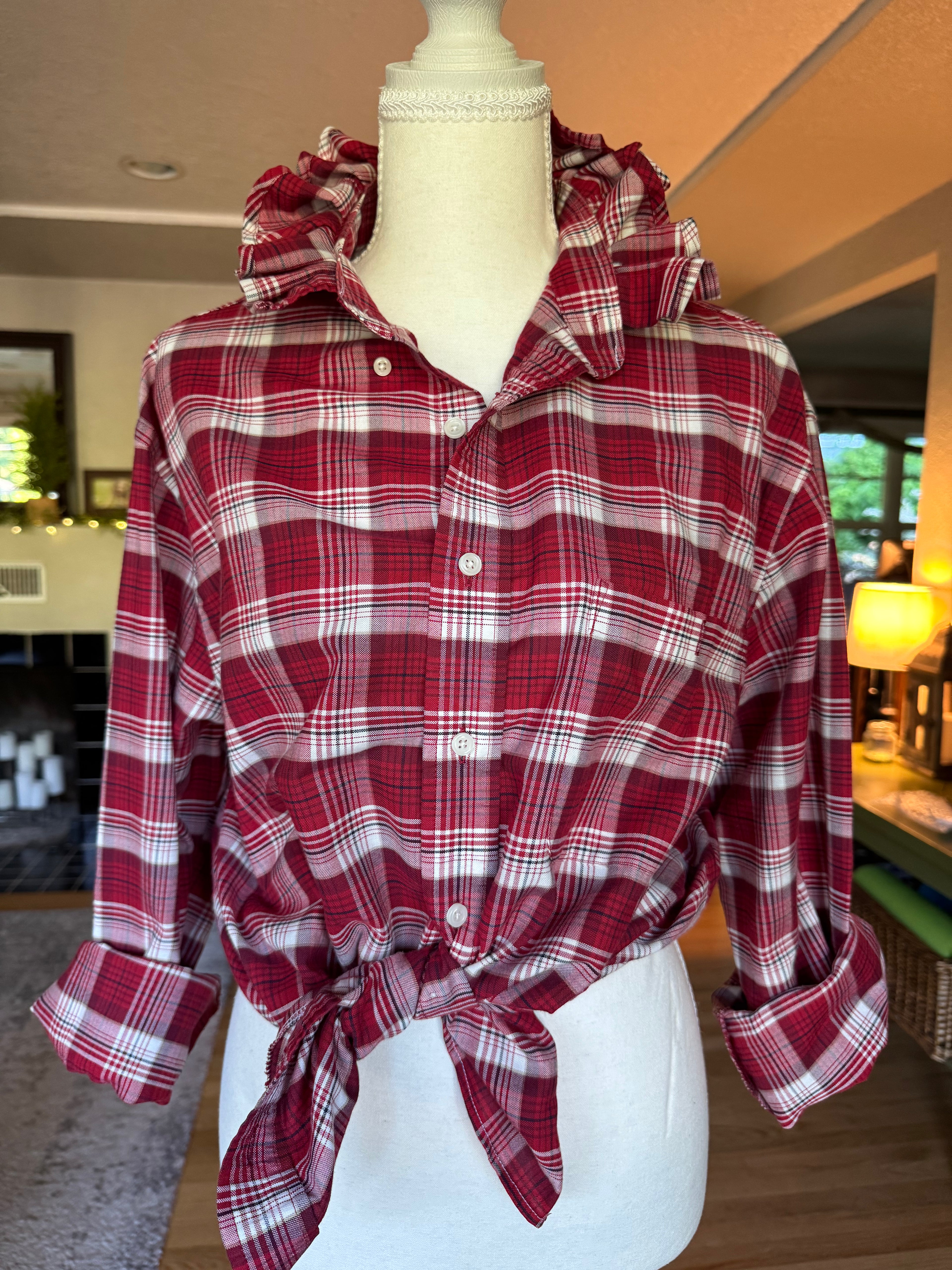 Red Plaid Long Sleeve  - Size Medium Large
