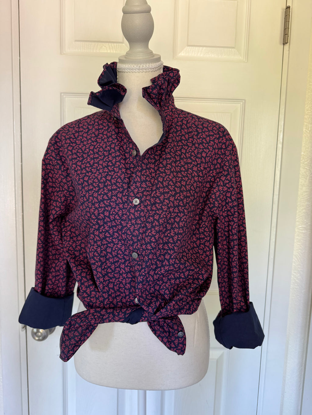Navy and Purple Floral - Banana Republic - Long Sleeve  - Size Medium