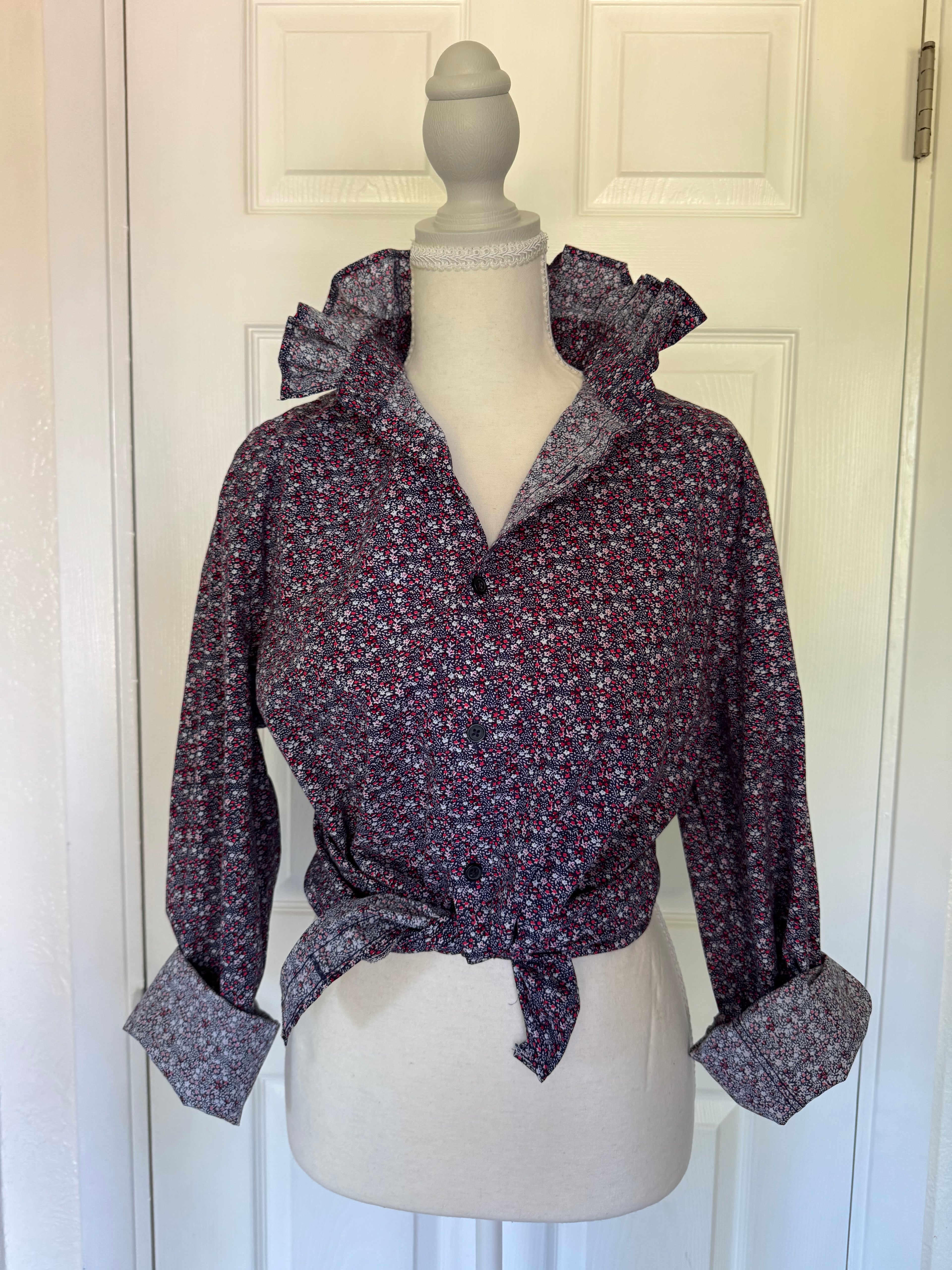 Navy and Purple Floral - Express - Long Sleeve  - Size Medium