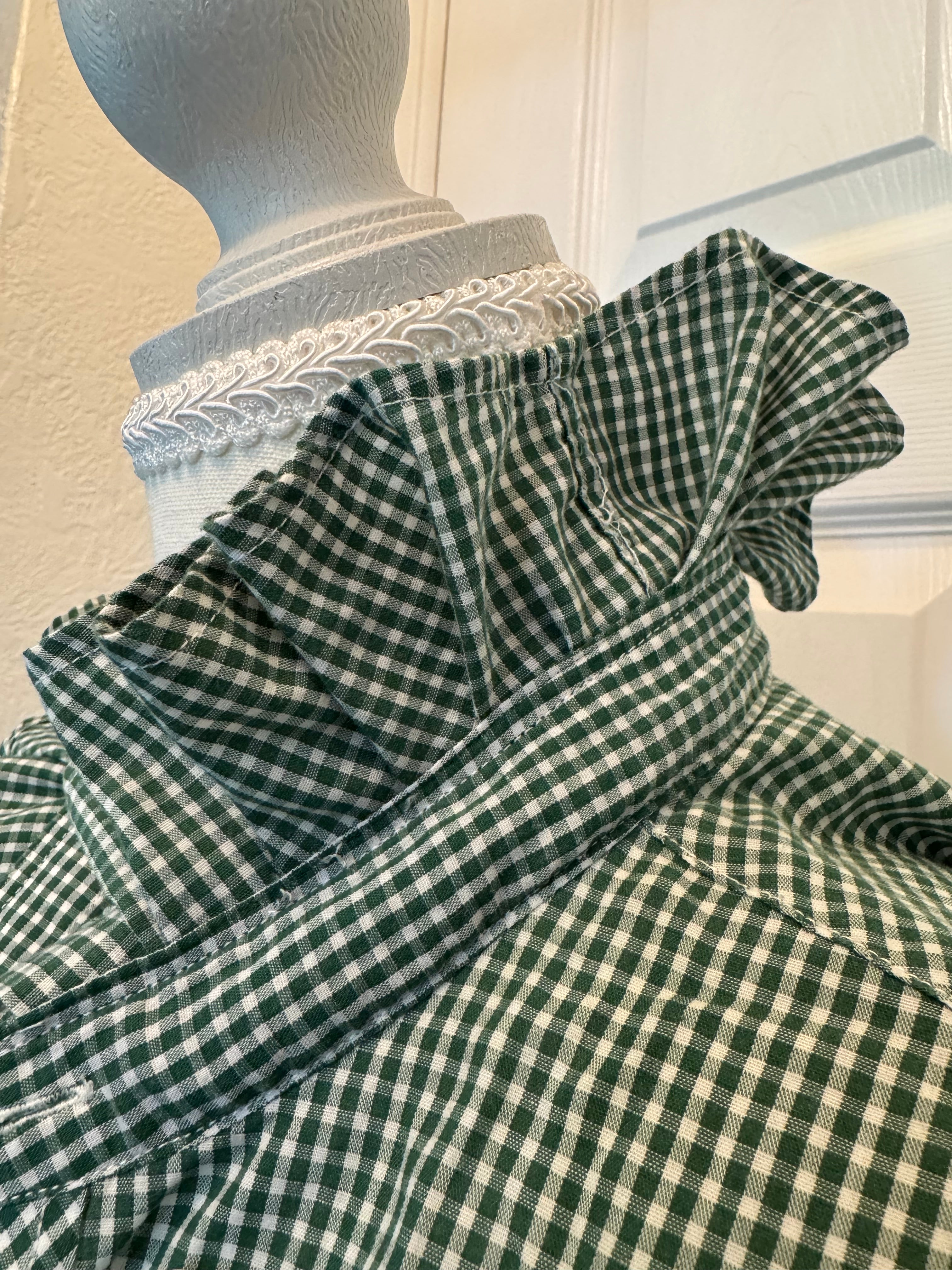 Green Plaid Ben Sherman Short Gathered Sleeve - Size Large