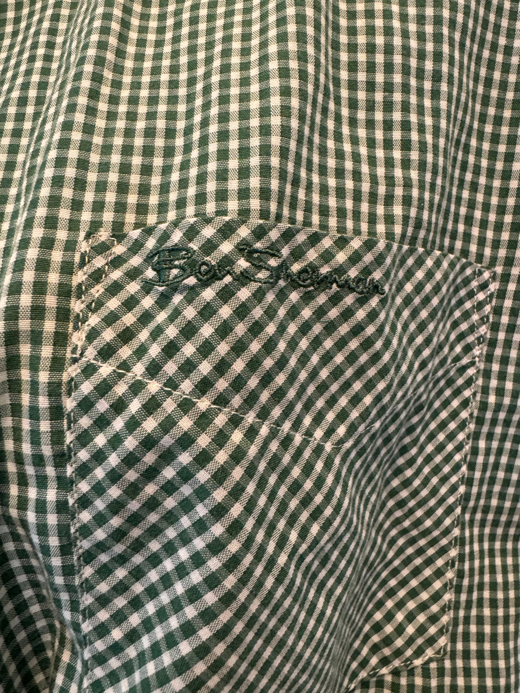 Green Plaid Ben Sherman Short Gathered Sleeve - Size Large