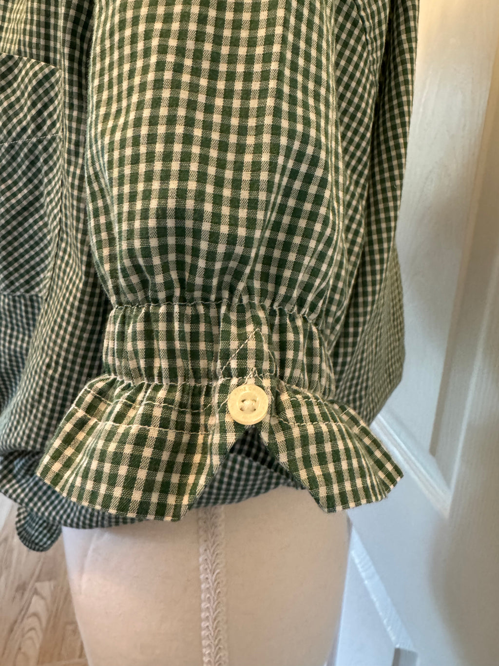 Green Plaid Ben Sherman Short Gathered Sleeve - Size Large