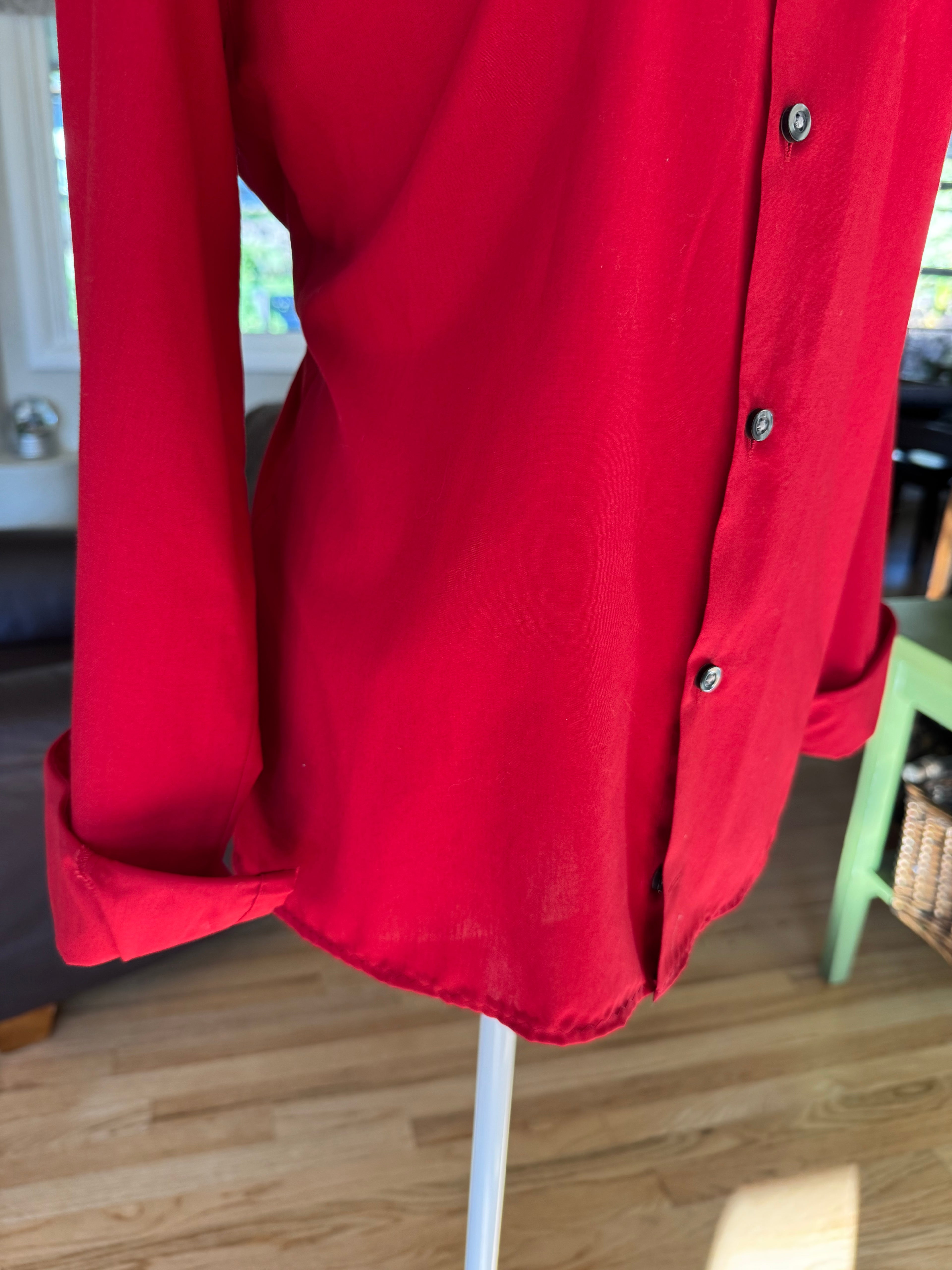 SOLD Vivian - Upcycled Mens shirt - Red Linen - size Medium