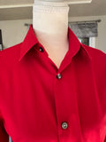 SOLD Vivian - Upcycled Mens shirt - Red Linen - size Medium