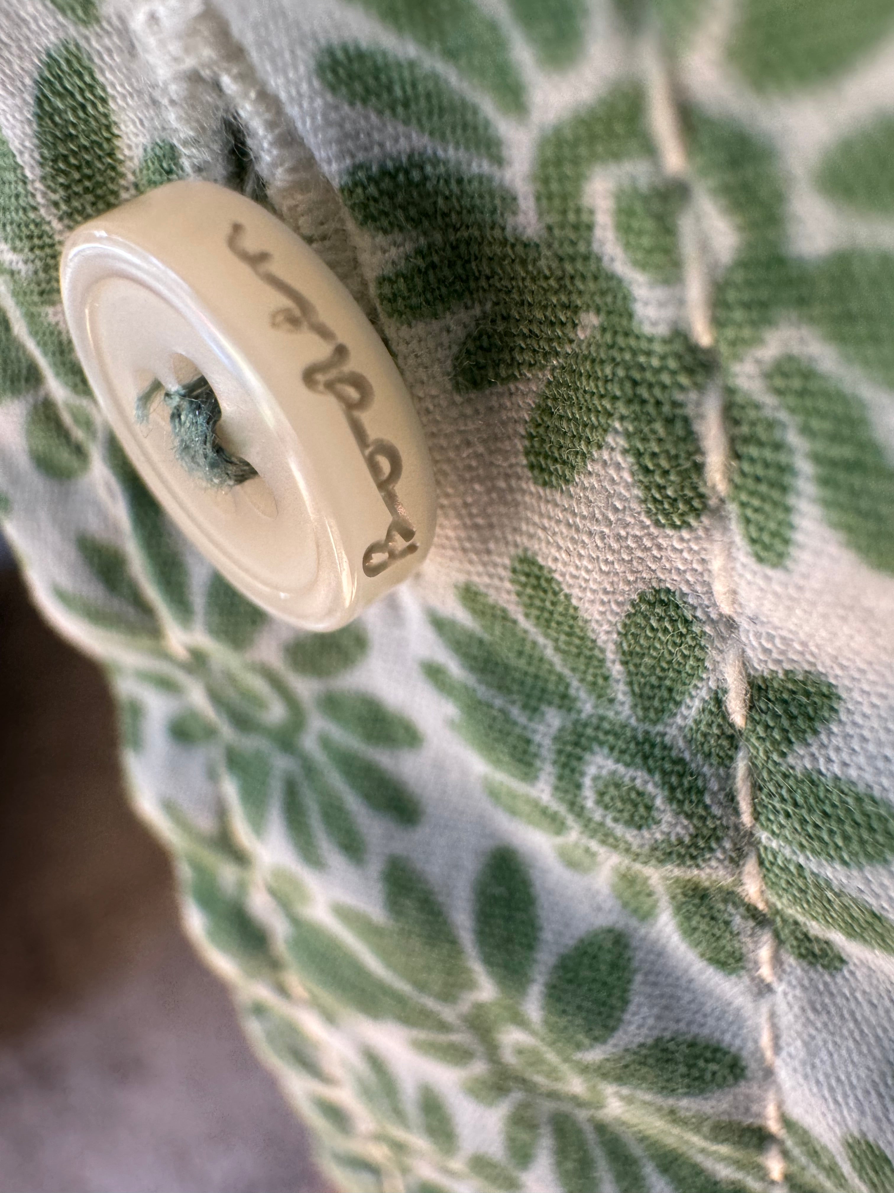 SOLD Poppy - Vintage Boden green floral Mens Upcycled Ruffle Shirt - size Medium