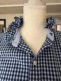 SOLD Violet - IZOD Mens Upcycle Ruffle Shirt Navy/Light Blue check - size Medium/Large