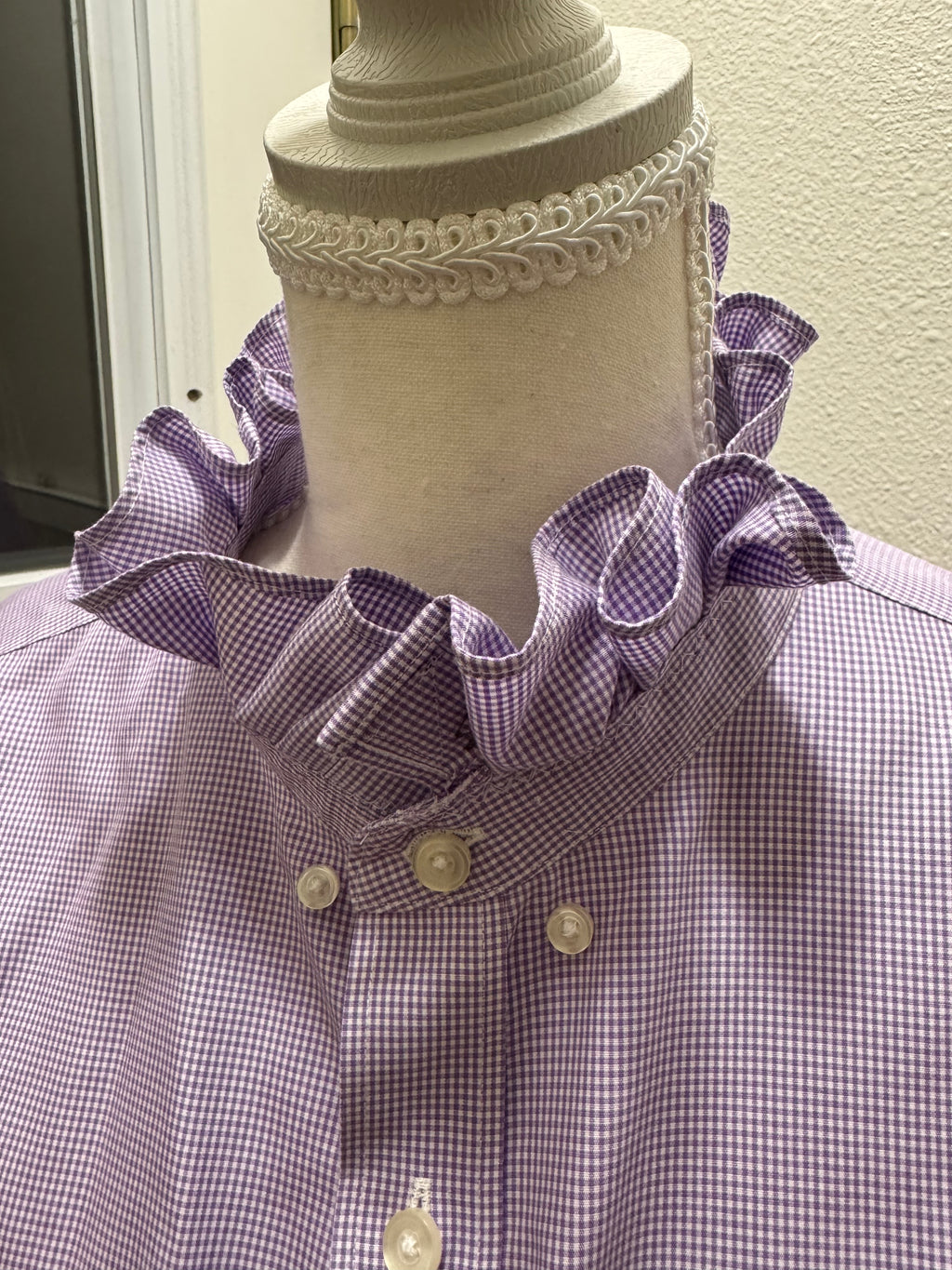 SOLD Leah - Banana Republic Lavendar Ruffle Sleeve and Collar shirt - Size Large