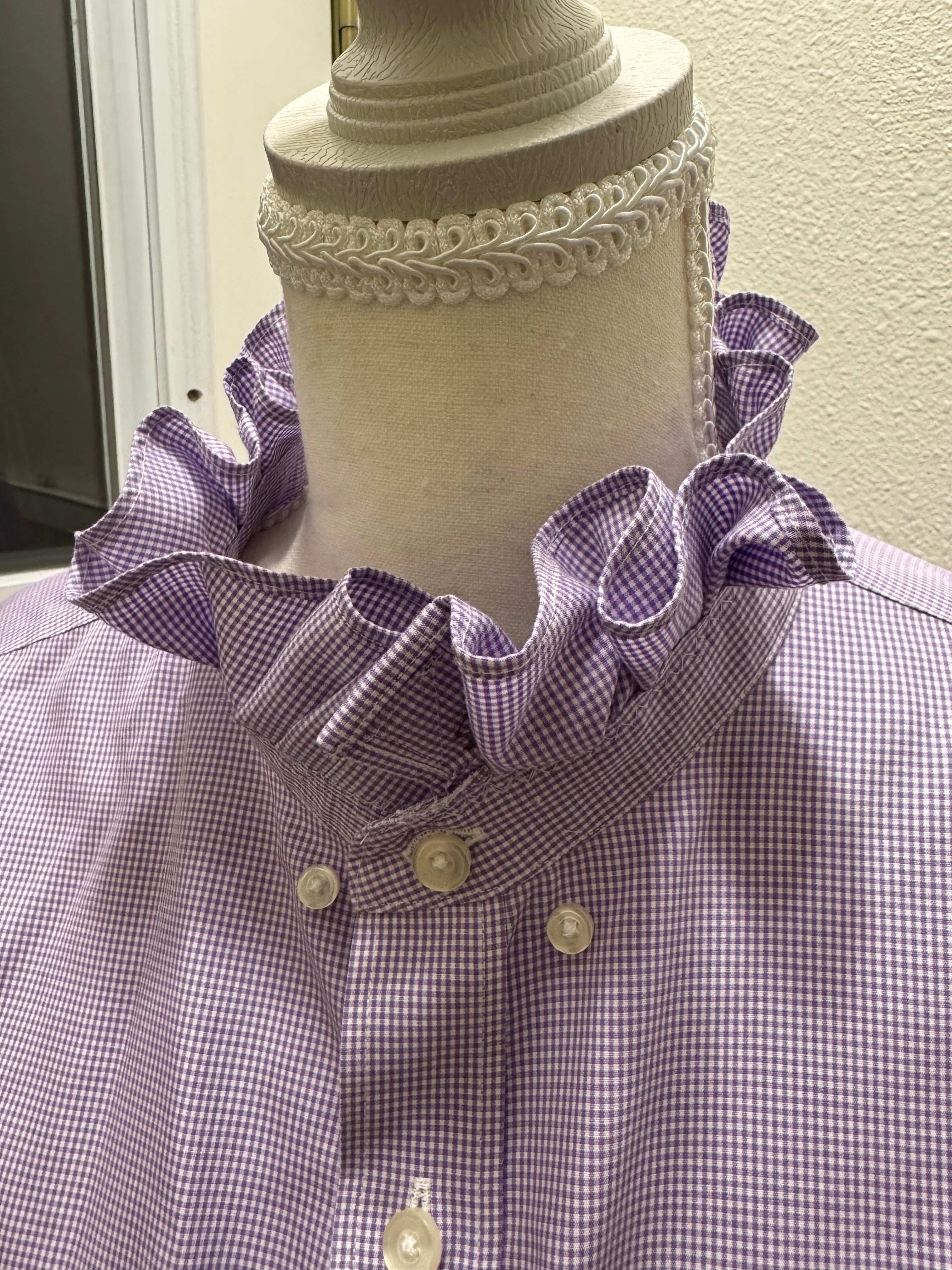 SOLD Leah - Banana Republic Lavendar Ruffle Sleeve and Collar shirt - Size Large