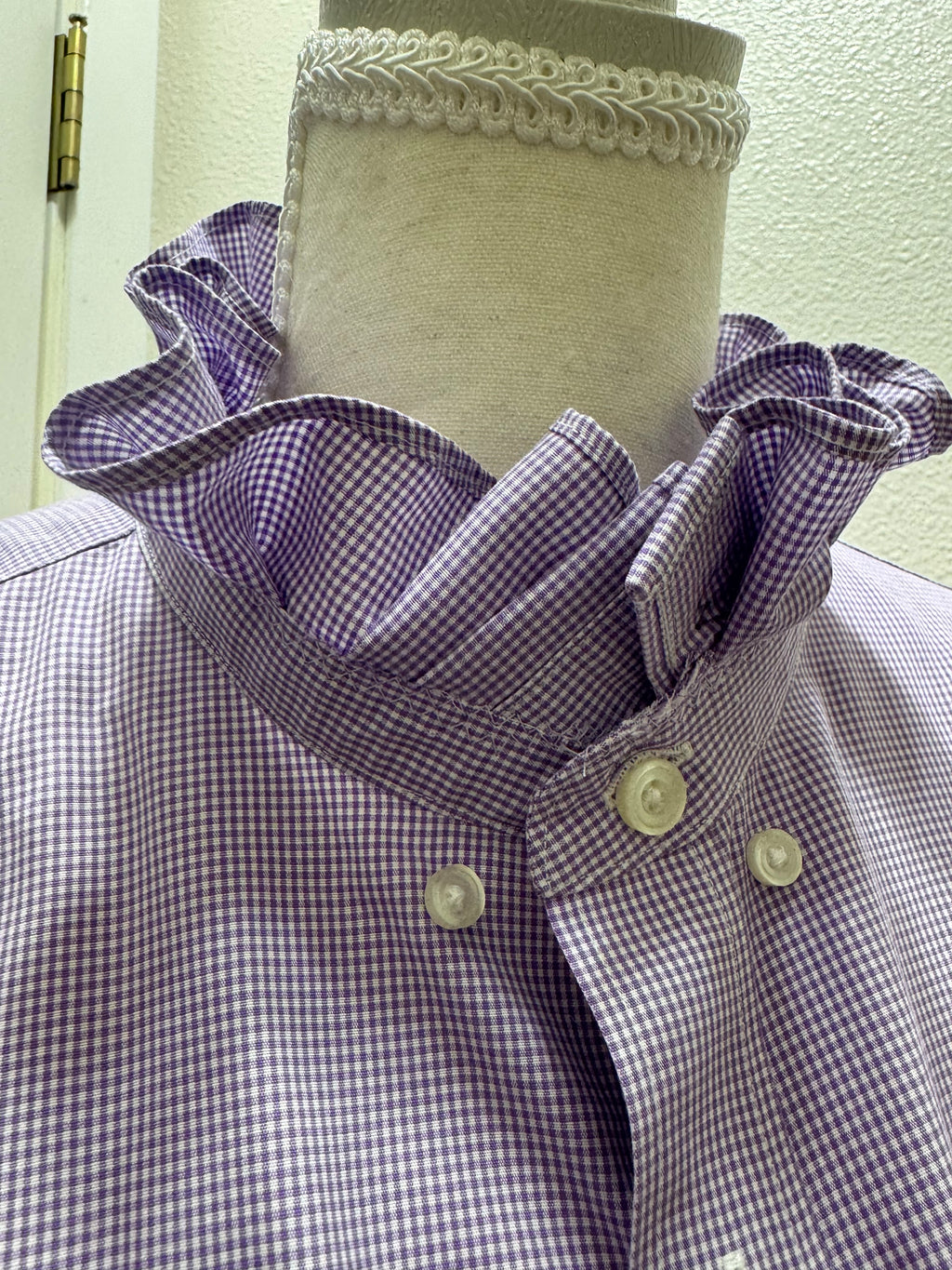 SOLD Leah - Banana Republic Lavendar Ruffle Sleeve and Collar shirt - Size Large