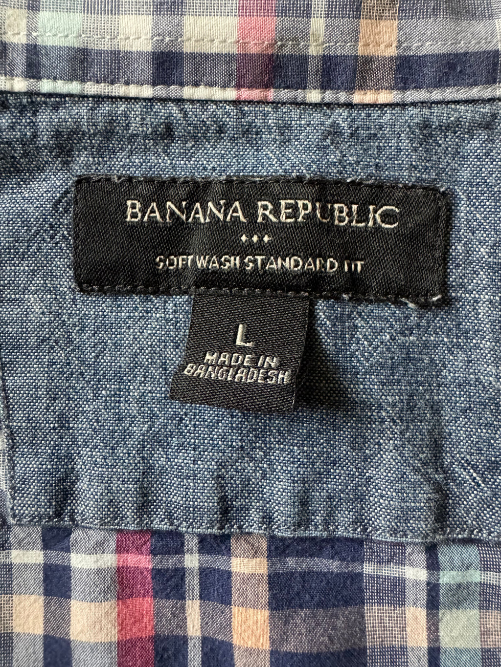 SOLD Bobbi - Banana Republic Mens Upcycled Ruffle Shirt - Plaid - Size Medium