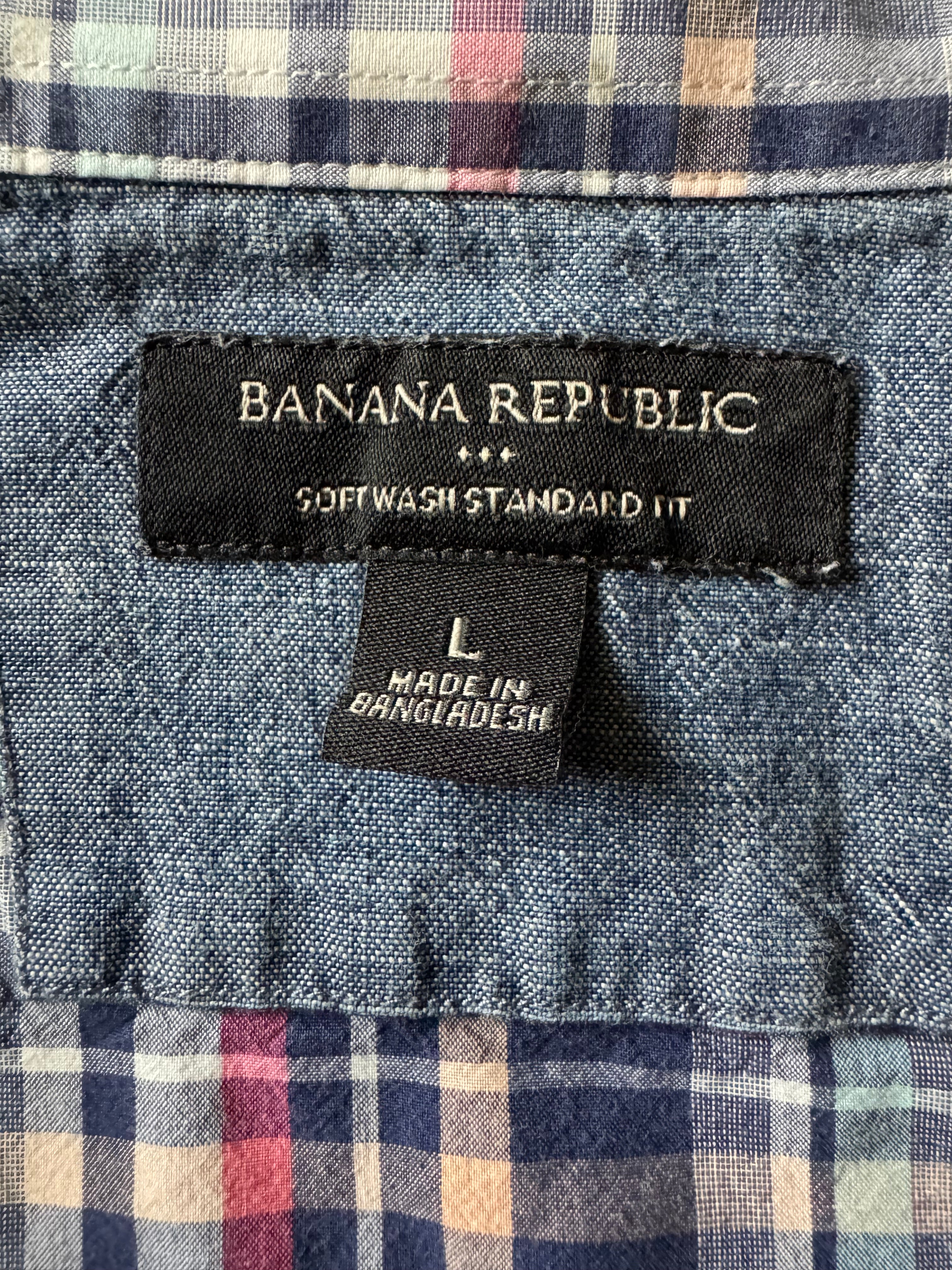 SOLD Bobbi - Banana Republic Mens Upcycled Ruffle Shirt - Plaid - Size Medium