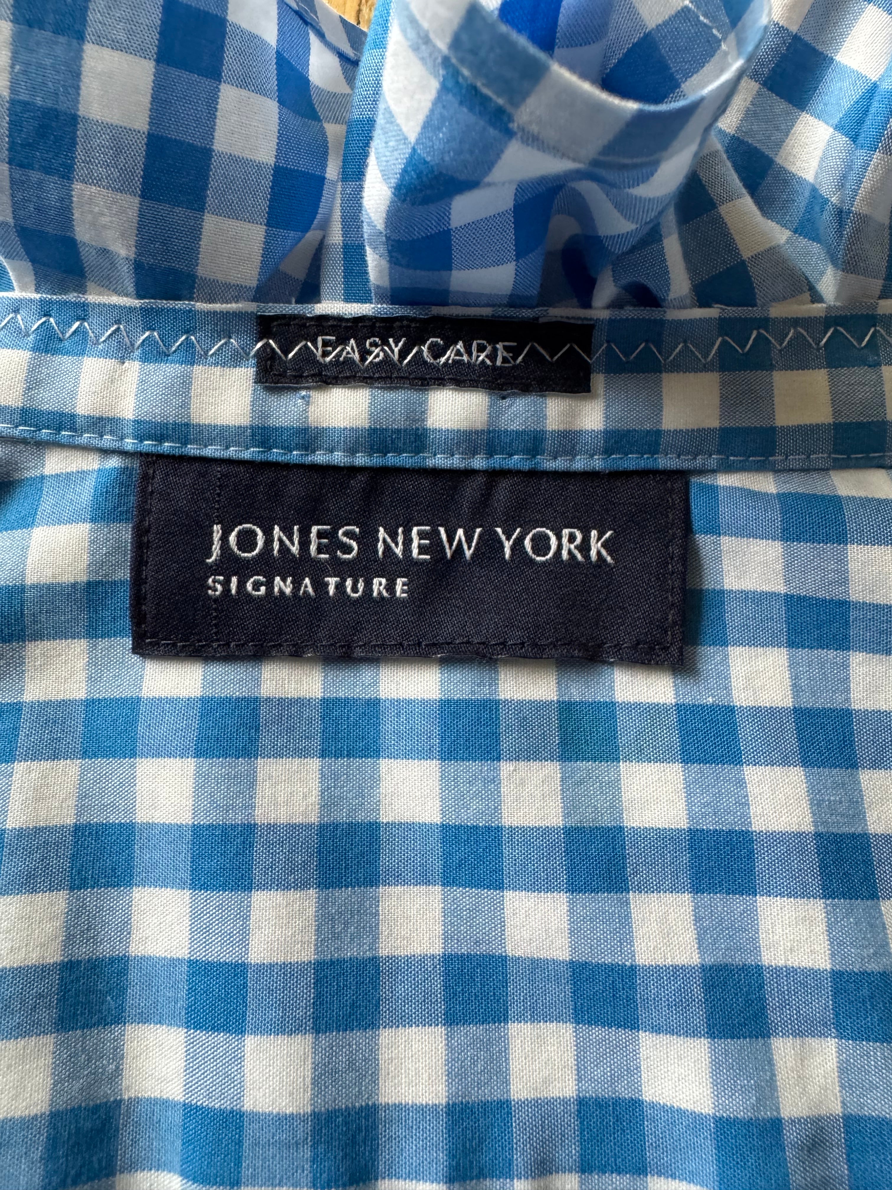 SOLD Daisy - Jones New York Upcycled Shirt - Turquoise Checked - size Medium/Large