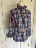 SOLD Bobbi - Banana Republic Mens Upcycled Ruffle Shirt - Plaid - Size Medium