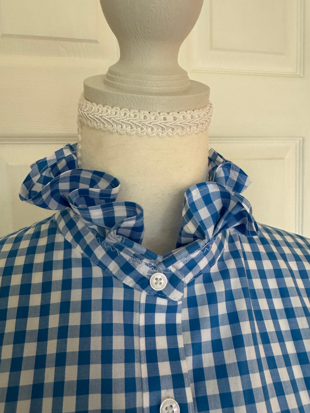 SOLD Daisy - Jones New York Upcycled Shirt - Turquoise Checked - size Medium/Large