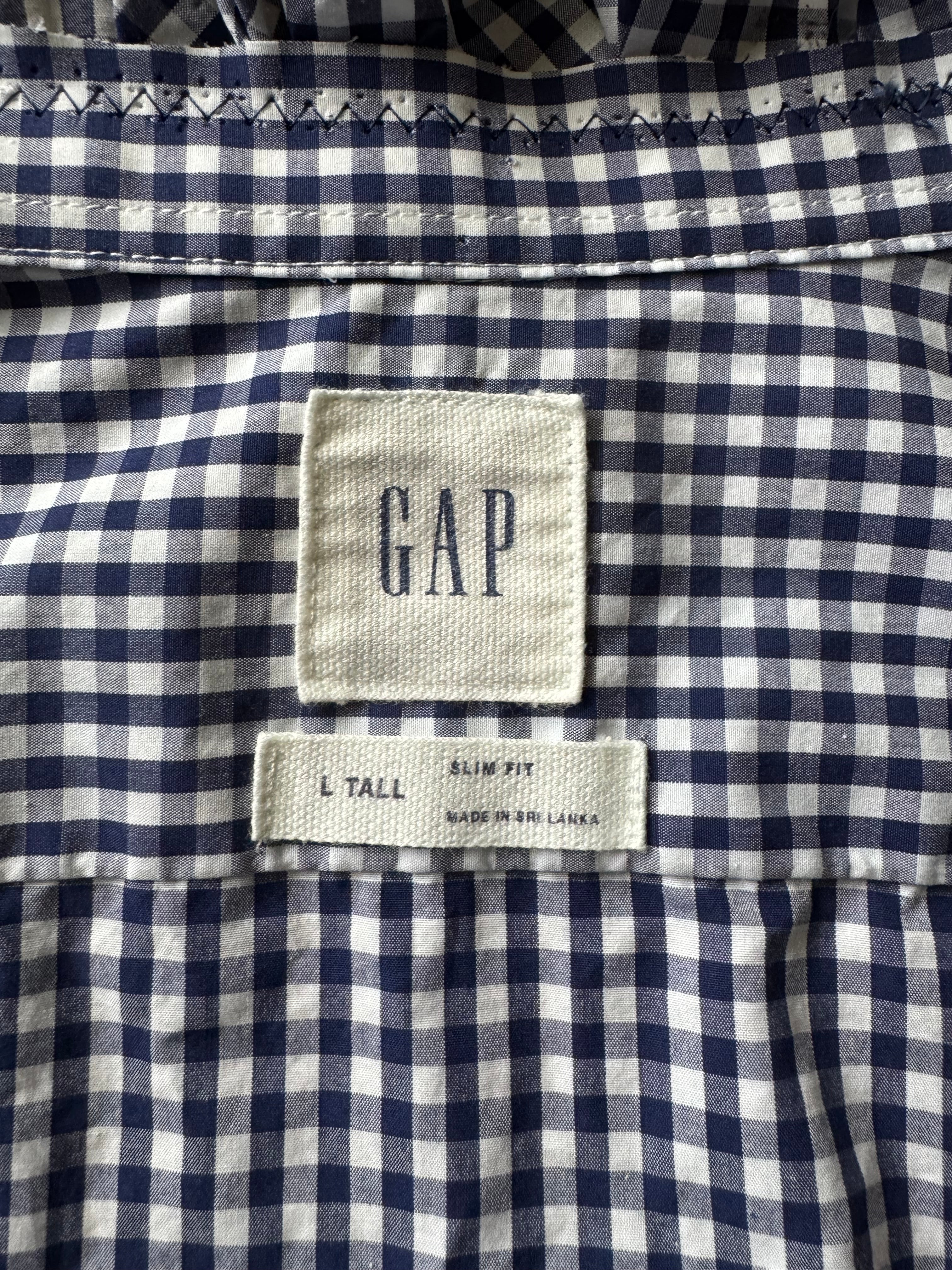 SOLD Quinn - Gap Men's Upcycled Ruffle Shirt - Black Check - Size Small
