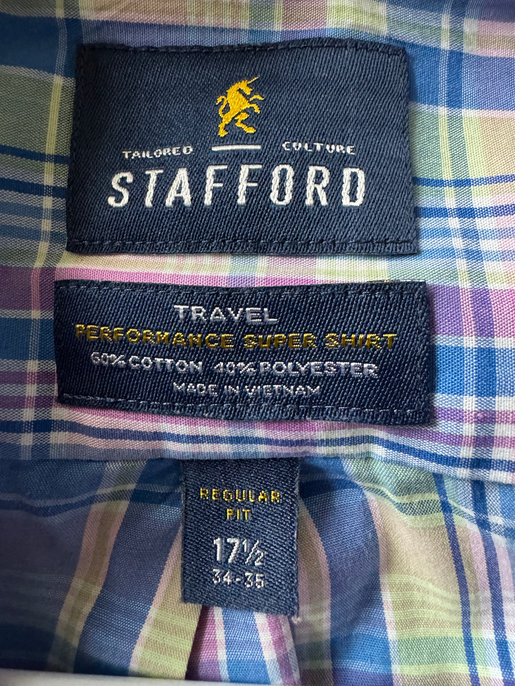 SOLD Harper - Stafford Mens Upcycled Ruffle Shirt - Pastel Plaid - Size Medium