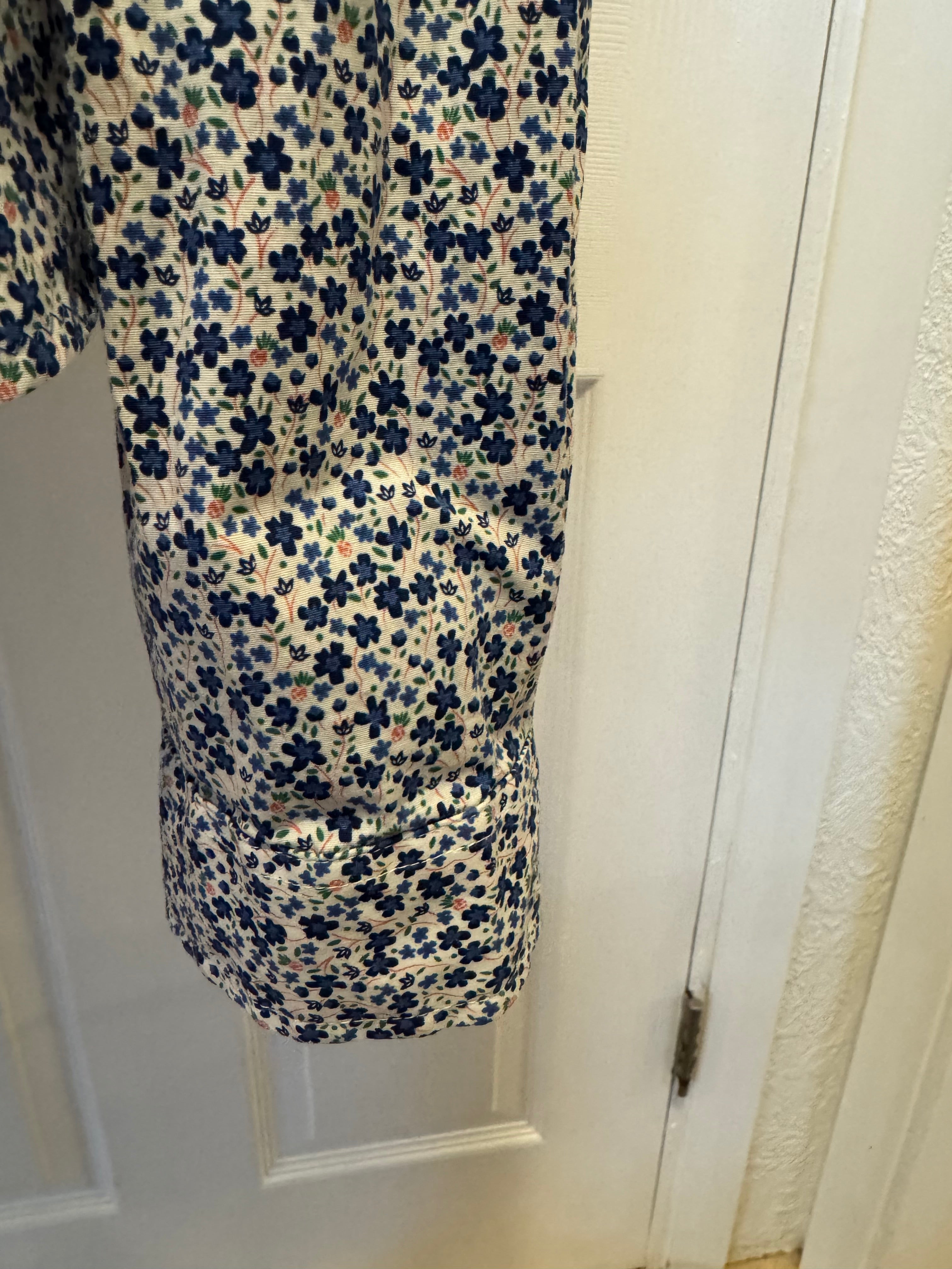 SOLD Nova - Marc Anthony Ruffle Shirt - White/Blk/Red floral - size Large/Extra Large