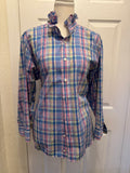 SOLD Harper - Stafford Mens Upcycled Ruffle Shirt - Pastel Plaid - Size Medium
