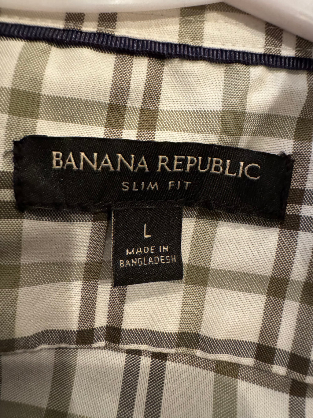 SOLD Nora - Banana Republic Men's Upcycled Ruffle Shirt - Olive Green Plaid - Size Small/Medium
