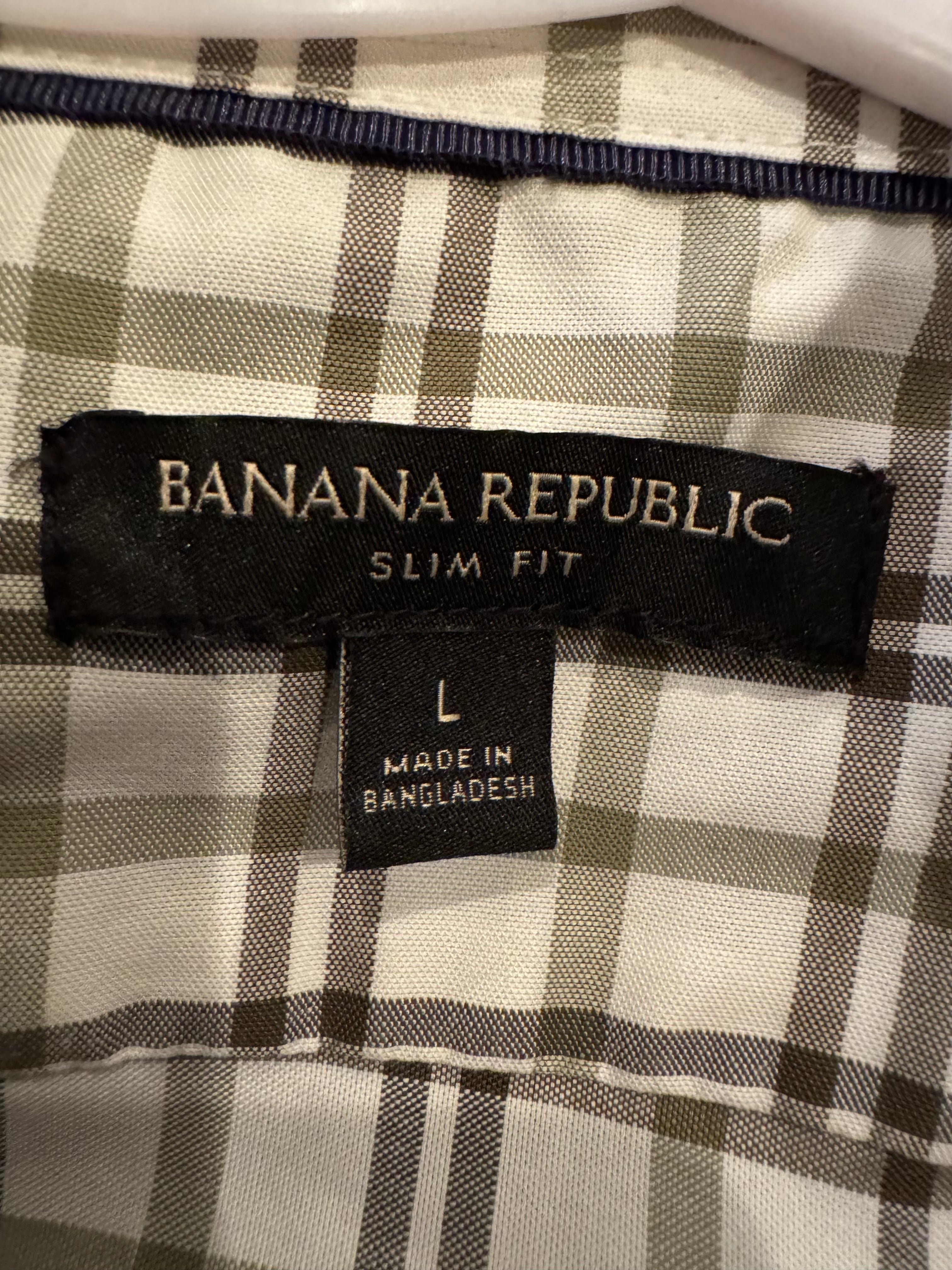 SOLD Nora - Banana Republic Men's Upcycled Ruffle Shirt - Olive Green Plaid - Size Small/Medium