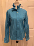 Bella - Haggar Men's Upcycled Ruffle Shirt - Blue checkered - size Small/Medium
