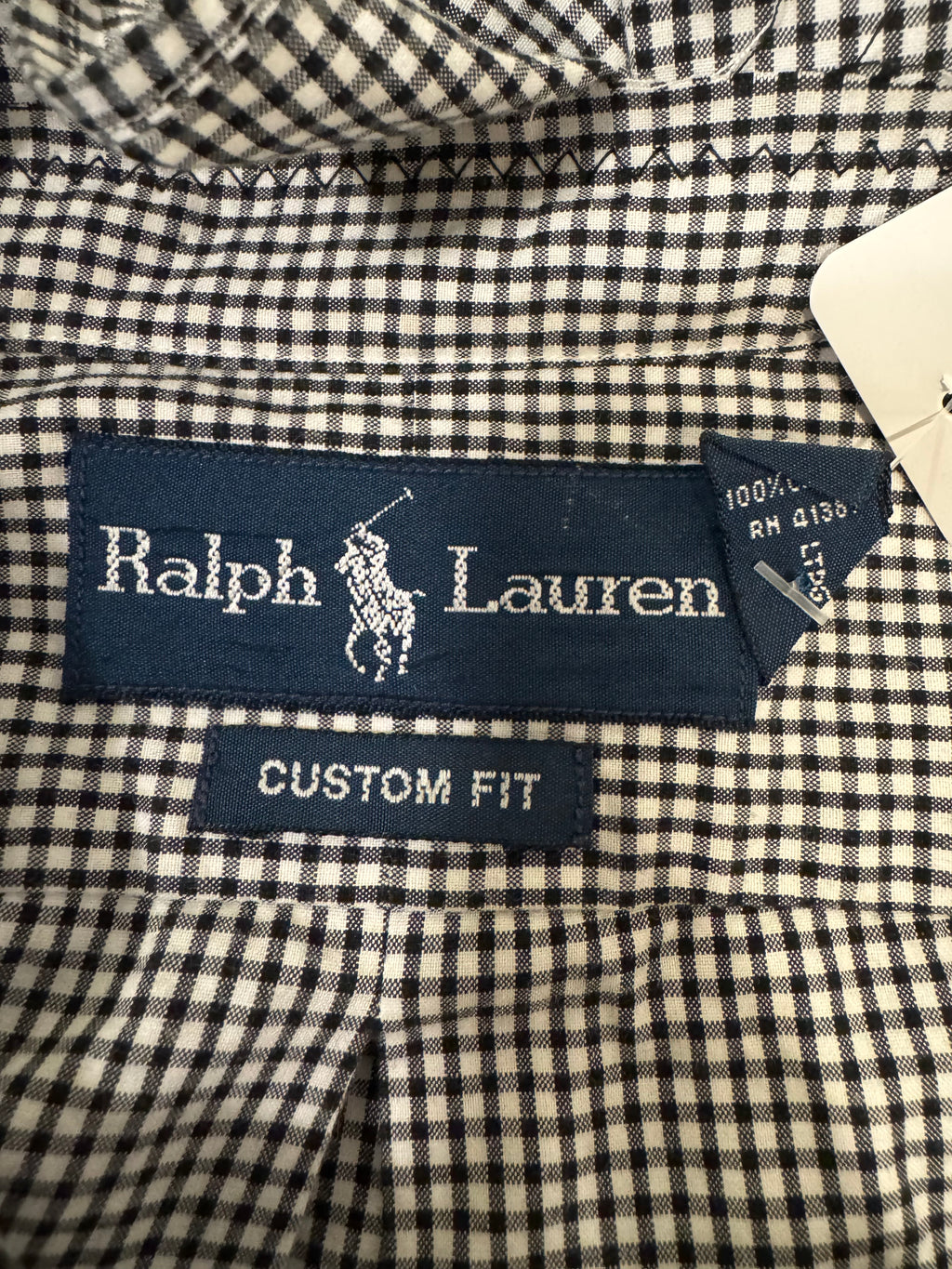 SOLD Aniston - Ralph Lauren Mens Upcycled Ruffle Shirt - Blk/wht Checked - Size Medium