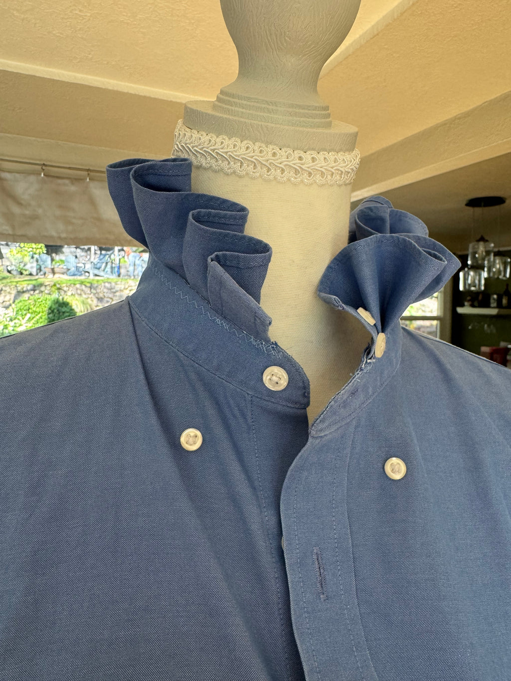 SOLD Claire - Nordstrom Ruffle Shirt - Blue - Size Medium