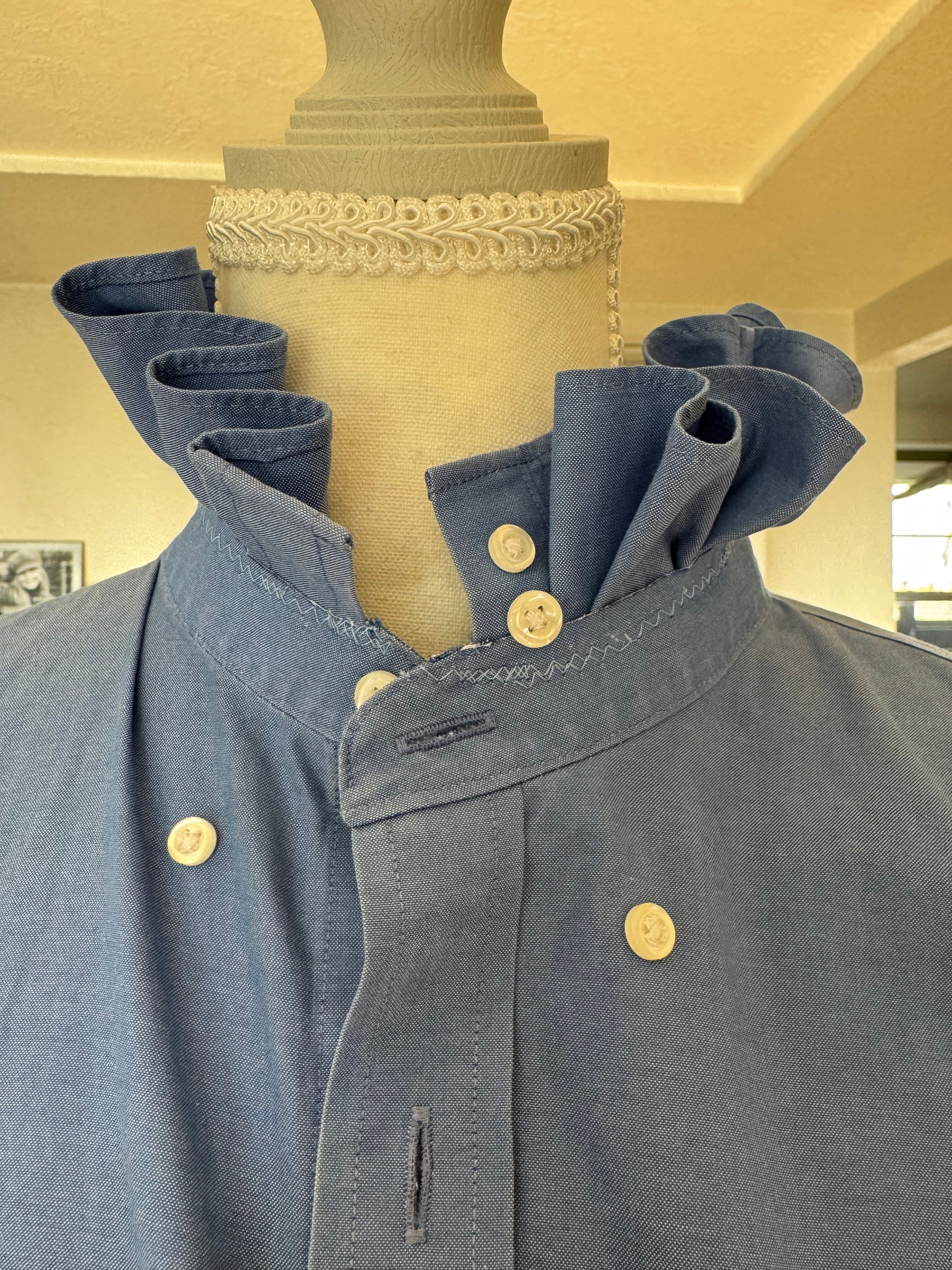 SOLD Claire - Nordstrom Ruffle Shirt - Blue - Size Medium