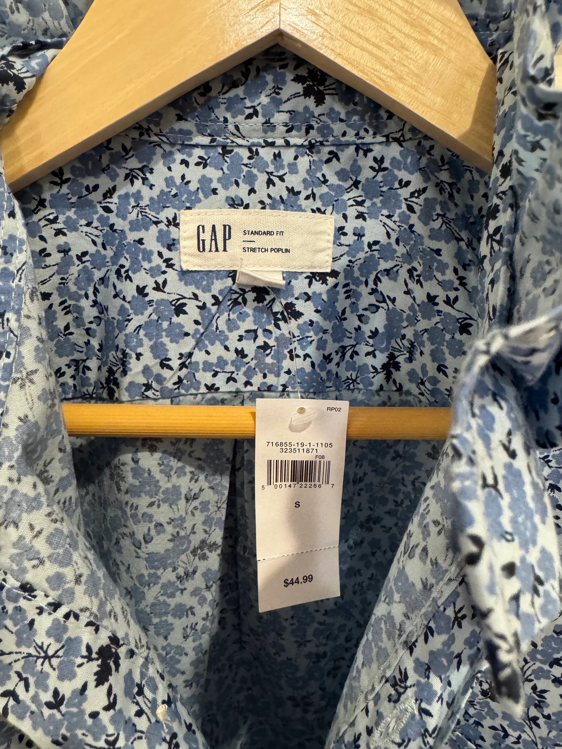 Marlow - Gap Brand New Mens Ruffle Collar Shirt - Short Sleeve -Blue Floral – XL
